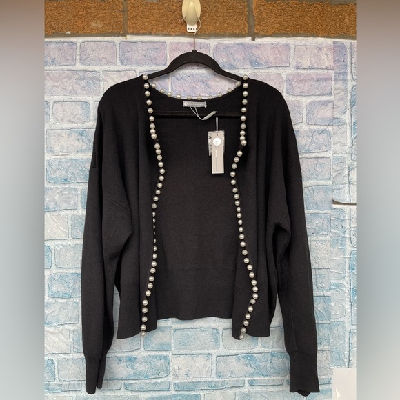 Incashmere  pearl trim wool blend cardigan size XL - Picture 6 of 16